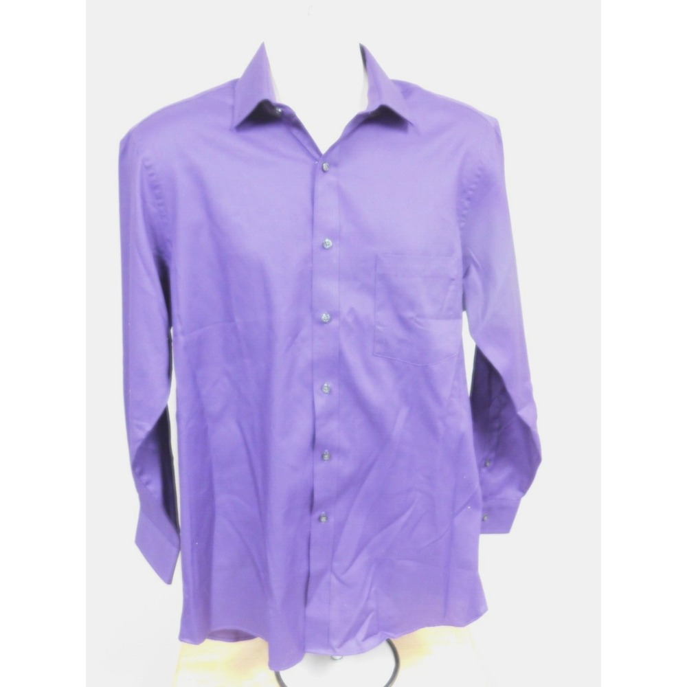 Van Heusen Men's Regular Fit Flex Collar Long Sleeve  Purple Shirt 15 1/2 32/33